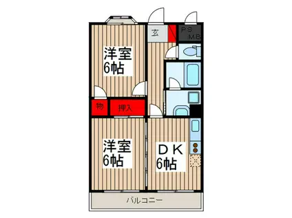 ラフォーレオオモリ(2DK/3階)の間取り写真