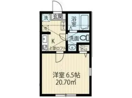 ラフィーネ上大岡IIB棟(1K/2階)の間取り写真