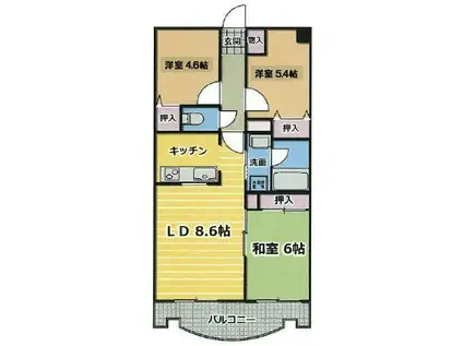 クオリアテラス千人町(3LDK/2階)の間取り写真