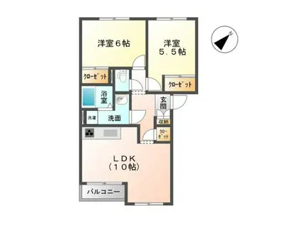 エスポワール(2LDK/2階)の間取り写真