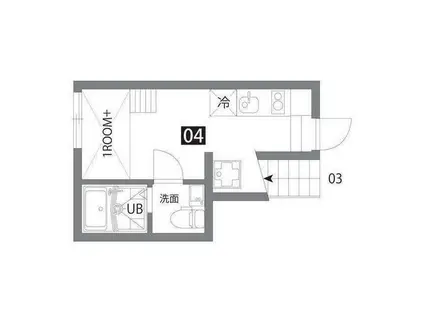 カラスヤマテラスN(ワンルーム/1階)の間取り写真