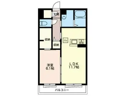 ソレアード(1LDK/3階)の間取り写真