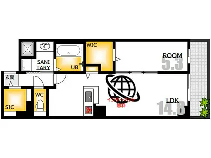 橋本町柴崎ビル(1LDK/5階)の間取り写真