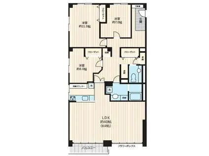 ドミ麻布(3LDK/7階)の間取り写真