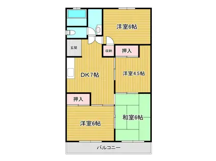 エメラルドマンションC棟(4DK/5階)の間取り写真