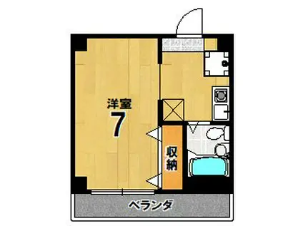 ハイツ谷口(ワンルーム/2階)の間取り写真