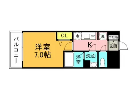 プレサンス広島中央(1K/2階)の間取り写真