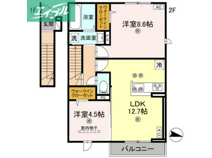 フォーゲルセレーノ B棟(2LDK/2階)の間取り写真