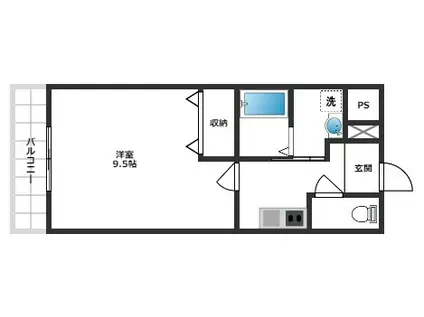 プライムコート南松原(1K/2階)の間取り写真