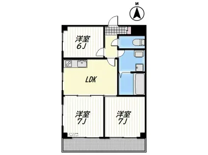 フラットアイ(3LDK/2階)の間取り写真