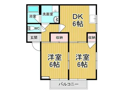 ポレール光洋(2DK/1階)の間取り写真