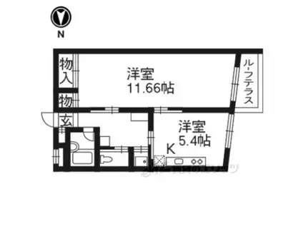 リバーパレス白川(1DK/4階)の間取り写真