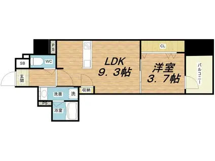 RJRプレシア南堀江(1LDK/9階)の間取り写真
