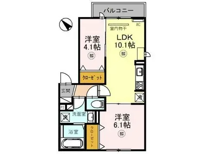リュヌ・ブランシュ(2LDK/1階)の間取り写真