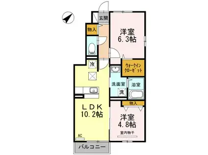 アルトピーノ(2LDK/1階)の間取り写真