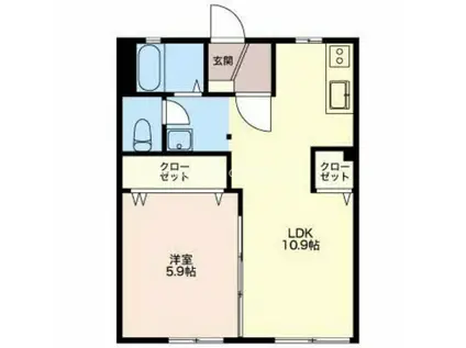 グリーンビラB(1LDK/1階)の間取り写真