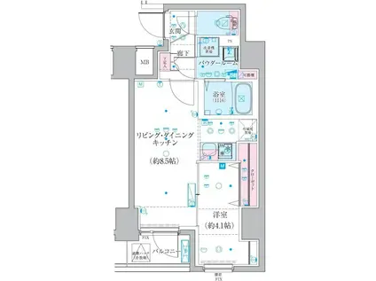 ジェノヴィア椎名町(1LDK/9階)の間取り写真