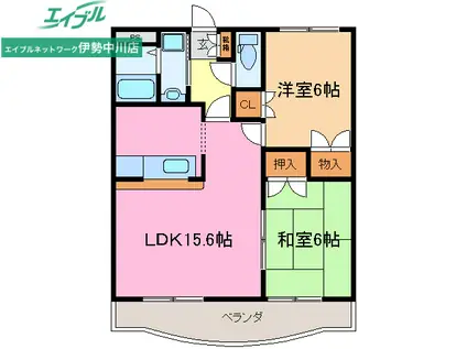 プロミネント伊勢中川II(2LDK/2階)の間取り写真