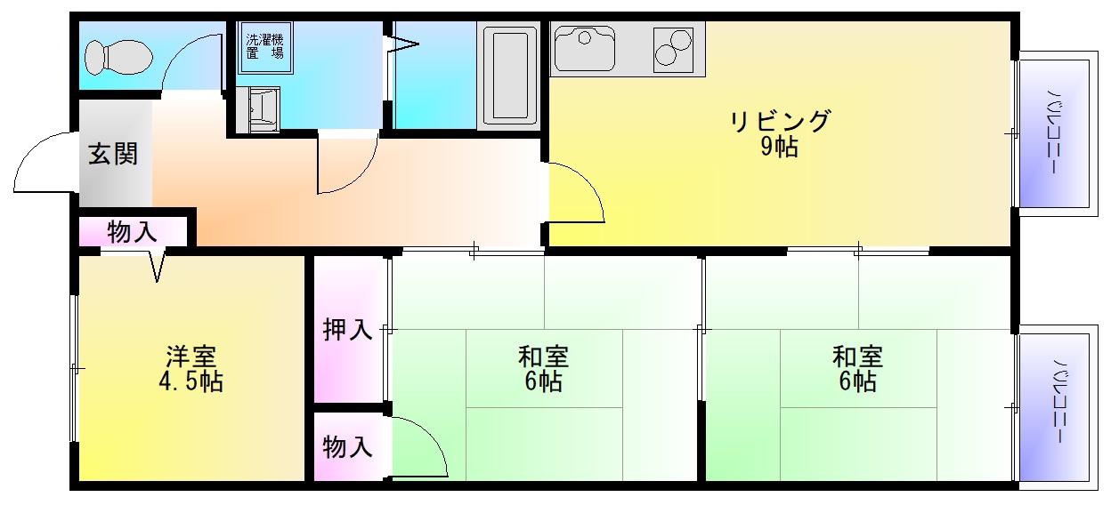 ハーベストエイト(3DK/2階)の間取り写真
