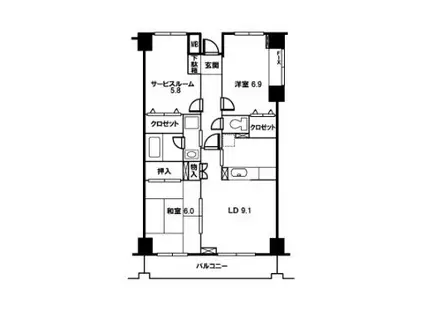 サニーヒルズ和光(2SLDK/2階)の間取り写真