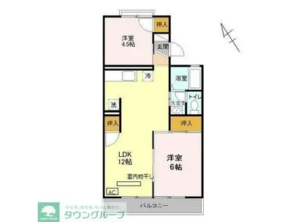 吉川タウンハウス II棟(2LDK/1階)の間取り写真