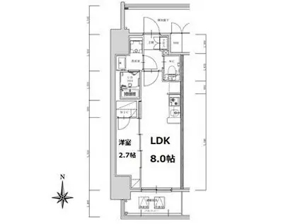S-RESIDENCE亀島駅前ASCENT(1LDK/13階)の間取り写真