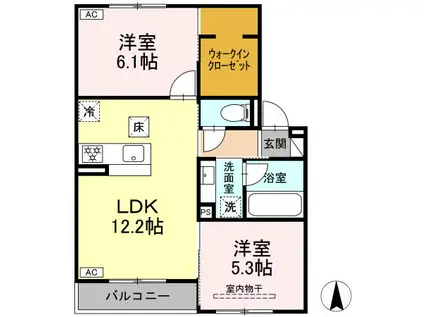ハレルアナELUA(2LDK/1階)の間取り写真