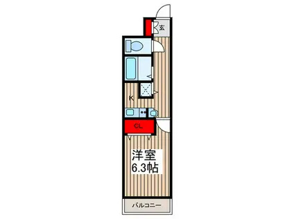 リーブルファイン獨協大学前 2号棟(1K/1階)の間取り写真