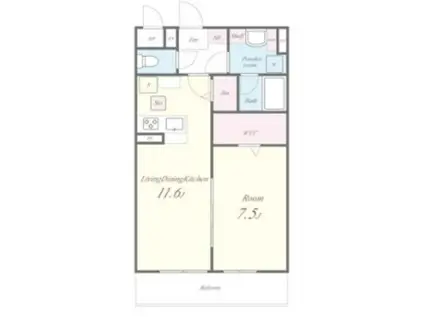 和泉ファーストラウンジ(1LDK/1階)の間取り写真