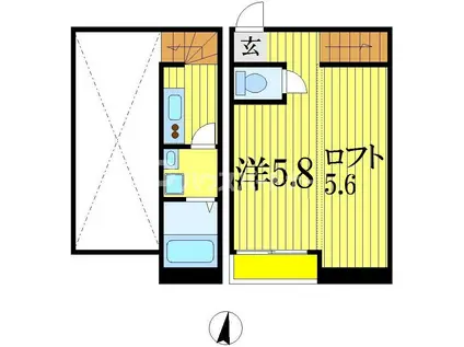 ブルームーン(ワンルーム/1階)の間取り写真