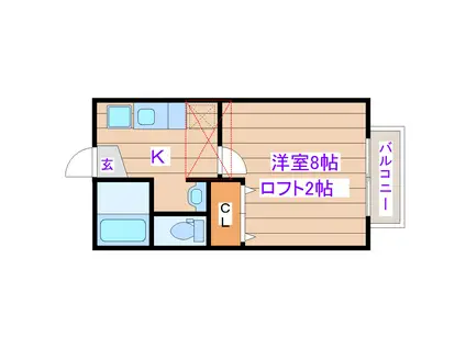 スカイタウン東照宮(1K/2階)の間取り写真