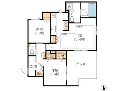 プランドール南流山(2LDK/1階)の間取り写真