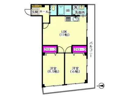 カーサベルデ(2LDK/3階)の間取り写真