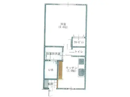 ニュー山手(1K/1階)の間取り写真