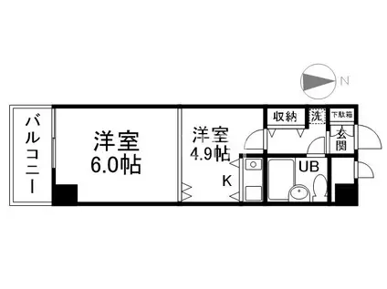 デトムワン烏丸二条(1DK/3階)の間取り写真