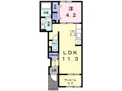 ガーデン・テラス HAL(1LDK/1階)の間取り写真