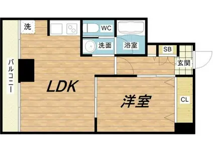 上六青山ハイツ(1LDK/7階)の間取り写真