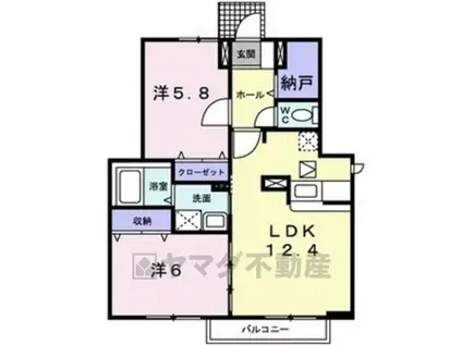 ブライトガーデン(2LDK/1階)の間取り写真