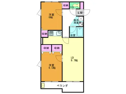 ベルフォーレ植木野(2LDK/2階)の間取り写真