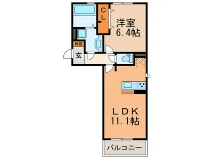 ＪＲ中央本線 勝川駅(ＪＲ) 徒歩12分 3階建 築6年(1LDK/1階)の間取り写真