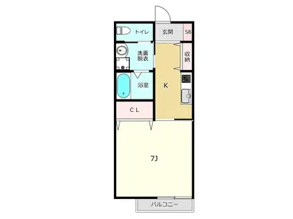 コルザコート新山口(1K/2階)の間取り写真