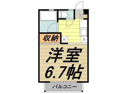 Mコート(1K/2階)の間取り写真