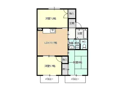 サティスフェール(3LDK/2階)の間取り写真