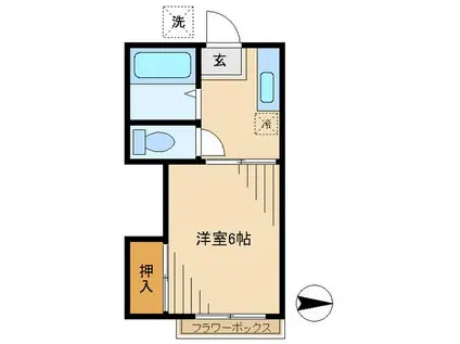 第2グリーンハイツ(1K/1階)の間取り写真