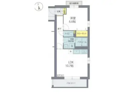 グリーンヒルズウエストI(1LDK/4階)の間取り写真