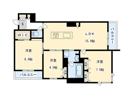 シャーメゾン ウィステリアカーサ(3LDK/3階)の間取り写真