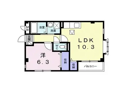 グランレーヴ(1LDK/1階)の間取り写真