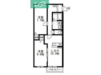 ELISE III(2LDK/1階)の間取り写真