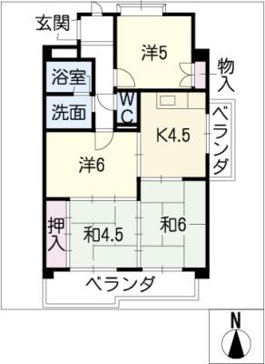ガーデンハイツエクレール(4DK/3階)の間取り写真