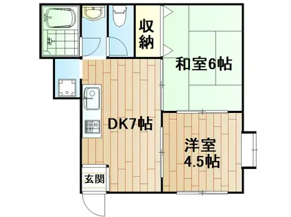 カームA(2DK/1階)の間取り写真